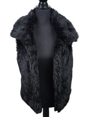 Black Faux Fur Sleeveless Vest by